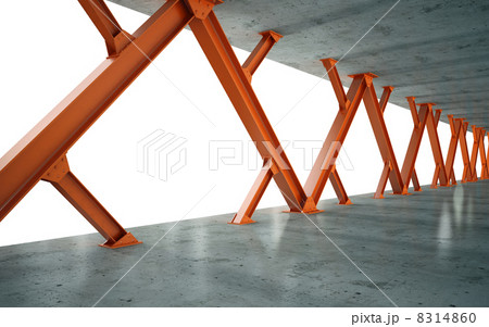 beams and concrete structure 3D rendering 8314860