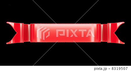 Red blank ribbon with ripples useful as badge or emblem Red blank ribbon with ripples useful as badge or emblem 8319507
