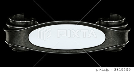 Black leather emblem with curles and space for text 8319539