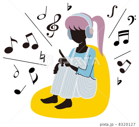 音楽を聴く女性のイラスト素材 127
