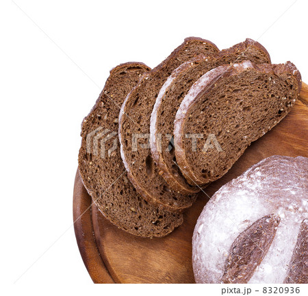 Bread on a wooden tray isolated 8320936