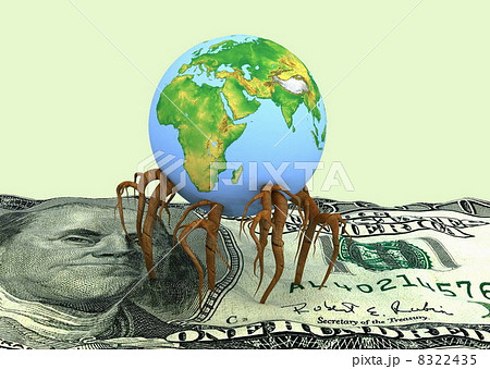 Globe germinated roots in a dollar 8322435