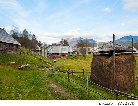 Autumn misty mountain village 8322579