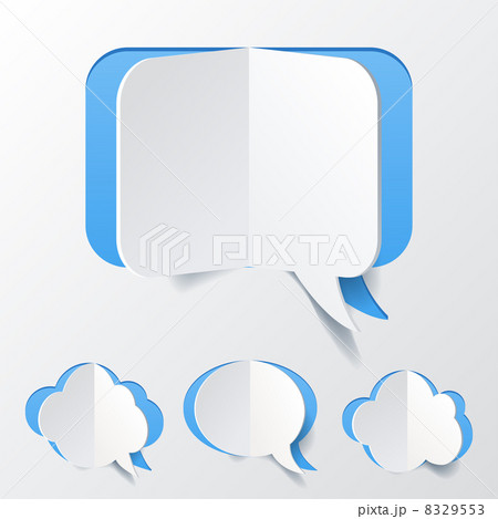 Abstract Blue Speech Bubble Set Cut of Paper Abstract Blue Speech Bubble Set Cut of Paper 8329553