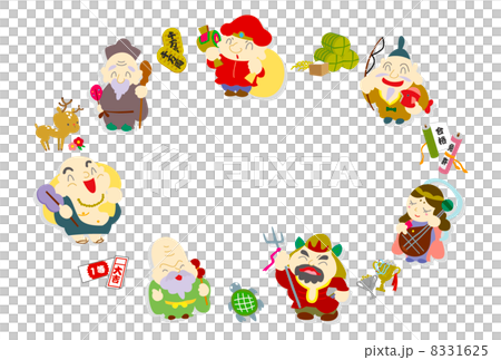 Seven Lucky Gods and Accessories New Year's Card Greet No Seven Lucky Gods and Accessories New Year's Card Greet No 8331625
