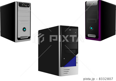 Three Realistic Case of Computer. Server. Workstation. Vector il 8332807