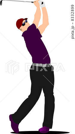 Golfer hitting ball with iron club. Vector illustration Golfer hitting ball with iron club. Vector illustration 8332899