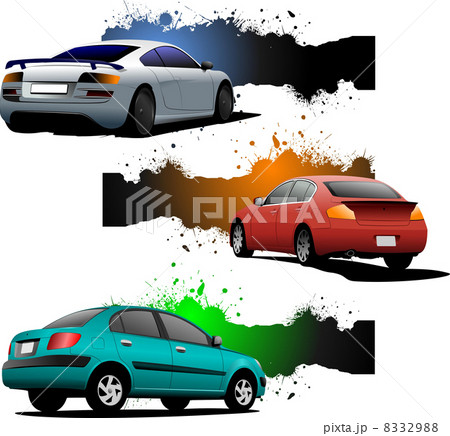 Three grunge Banners with cars. Rear view. Vector illustration Three grunge Banners with cars. Rear view. Vector illustration 8332988