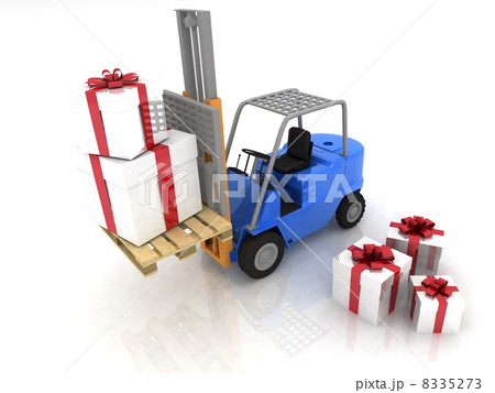 Forklift with gifts boxes Forklift with gifts boxes 8335273