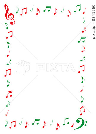 クリスマスカラーの音符のフレームのイラスト素材