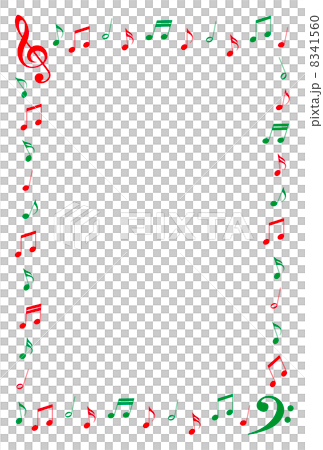 クリスマスカラーの音符のフレームのイラスト素材