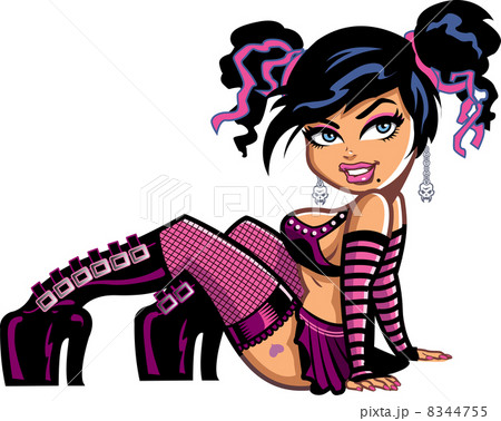 Pretty Reclining Goth Girl with Pigtails 8344755
