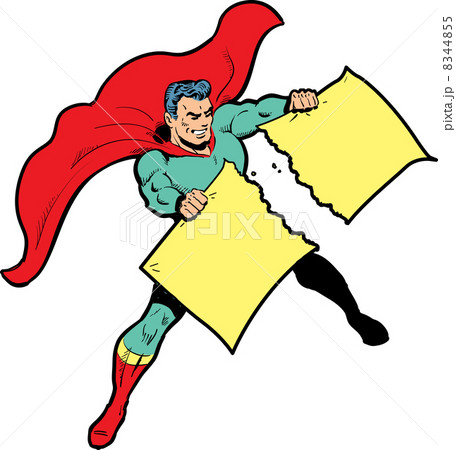 Classic superhero ripping paper or sign in half 8344855