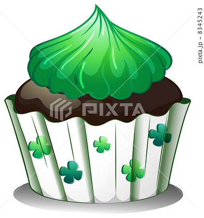 A chocolate cupcake with green toppings 8345243