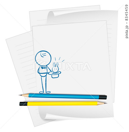 A paper with a sketch of a person and a bunny 8345459