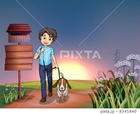 A man walking with his dog 8345840