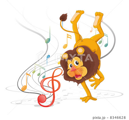 A lion dancing with musical notes A lion dancing with musical notes 8346628