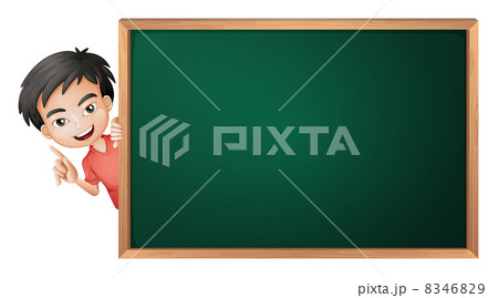 a boy and a green board 8346829