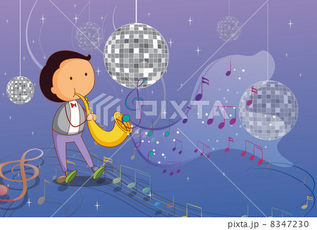 A man playing the trumpet with disco lights 8347230