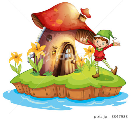 A dwarf outside a mushroom house 8347988