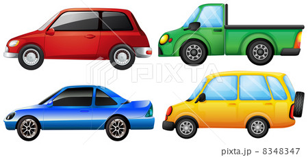 Four cars with different colors 8348347