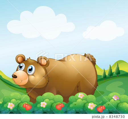 A brown bear in the strawberry garden 8348730