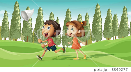 A running boy and a girl A running boy and a girl 8349277