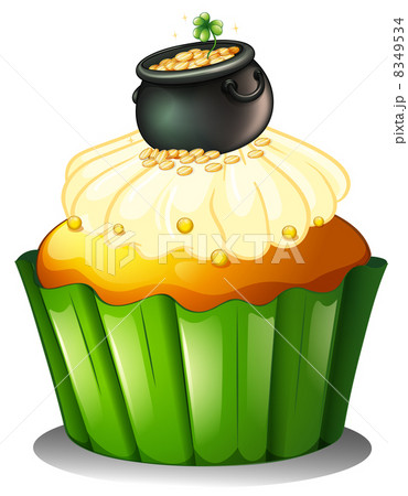 A pot of gold at the top of a cupcake 8349534