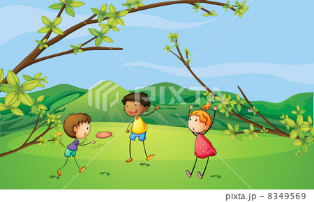Two young boys and a young girl playing 8349569