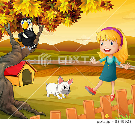 A girl with a dog and bird A girl with a dog and bird 8349923