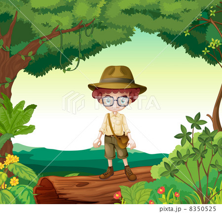 A boy standing on a timber beam 8350525