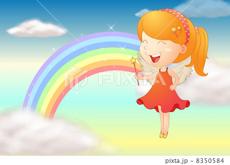 An angle girl and a rainbow An angle girl and a rainbow 8350584
