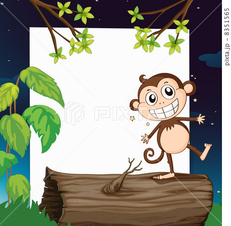 A smiling monkey and a white board 8351565