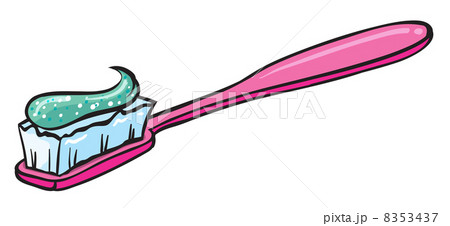 A pink toothbrush with a toothpaste 8353437