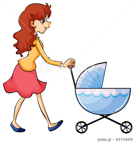 A Woman And Baby Buggyのイラスト素材