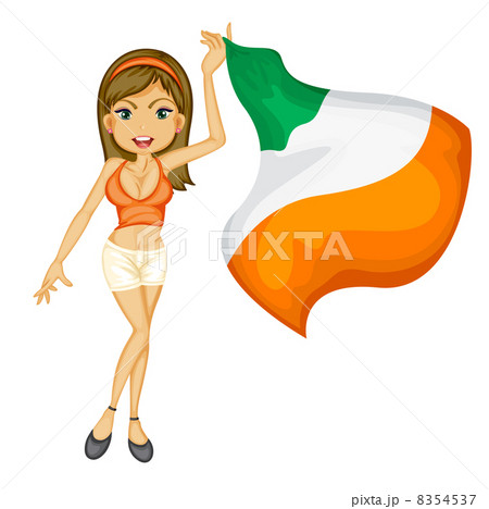 A smiling girl with a national flag of Ireland 8354537