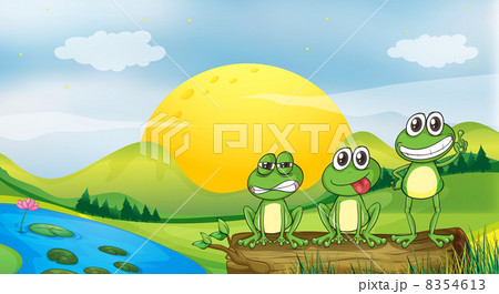 Three frogs at the riverbank 8354613