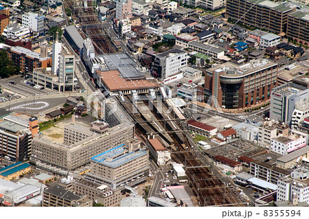 近鉄の大和西大寺駅付近を空撮の写真素材