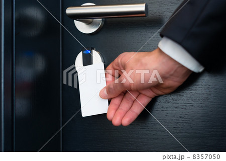 electronic keycard for room door in modern hotel 8357050