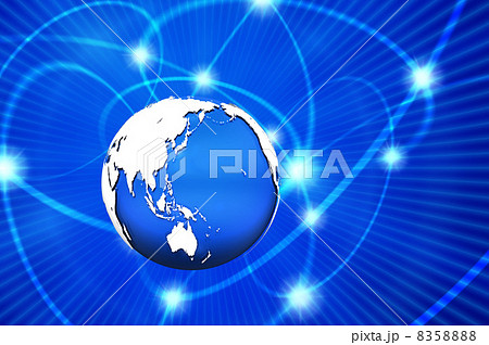 青い海の二重構造の地球とインターネット網 8358888