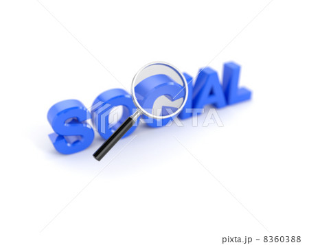 Social word with magnifying glass 8360388