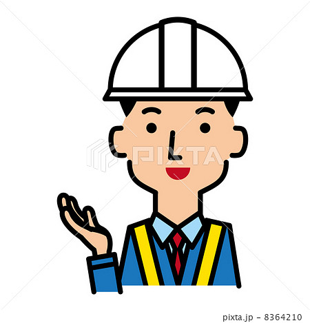 ヘルメットを被った交通誘導警備員 8364210