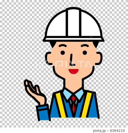 ヘルメットを被った交通誘導警備員 8364210