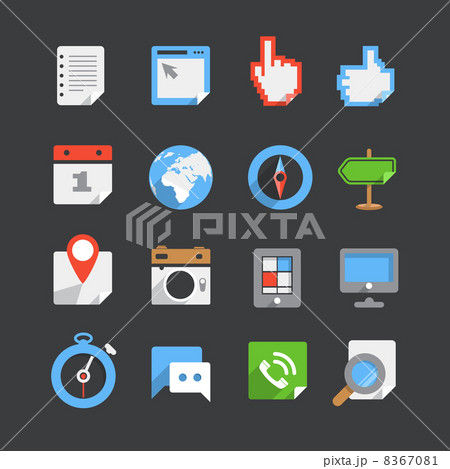 Trendy modern color web interface icons collection 8367081