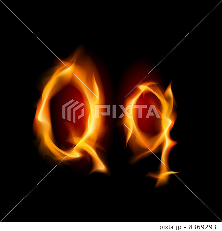 Fiery font. Letter Q  8369293