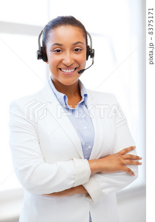 african helpline operator with headphones 8375171