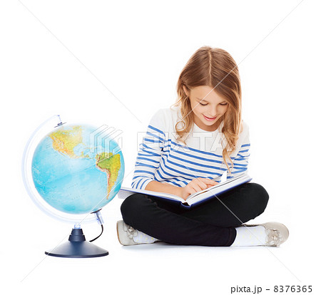 girl with globe and book girl with globe and book 8376365