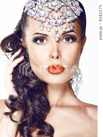 Glamour. Beautiful Woman with Jewelry - Shiny Diadem 8382275