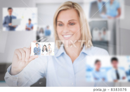 Joyful attractive woman catching a picture 8383076