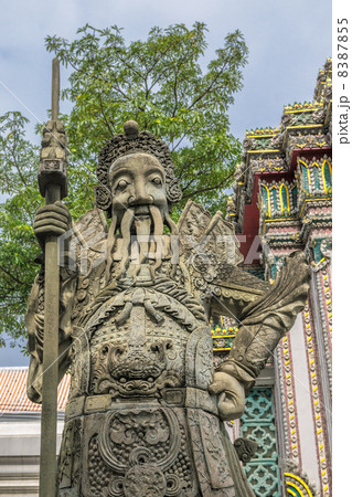 Chinese stone statue in Wat Pho, Bangkok, Thailand.Chinese stone 8387855